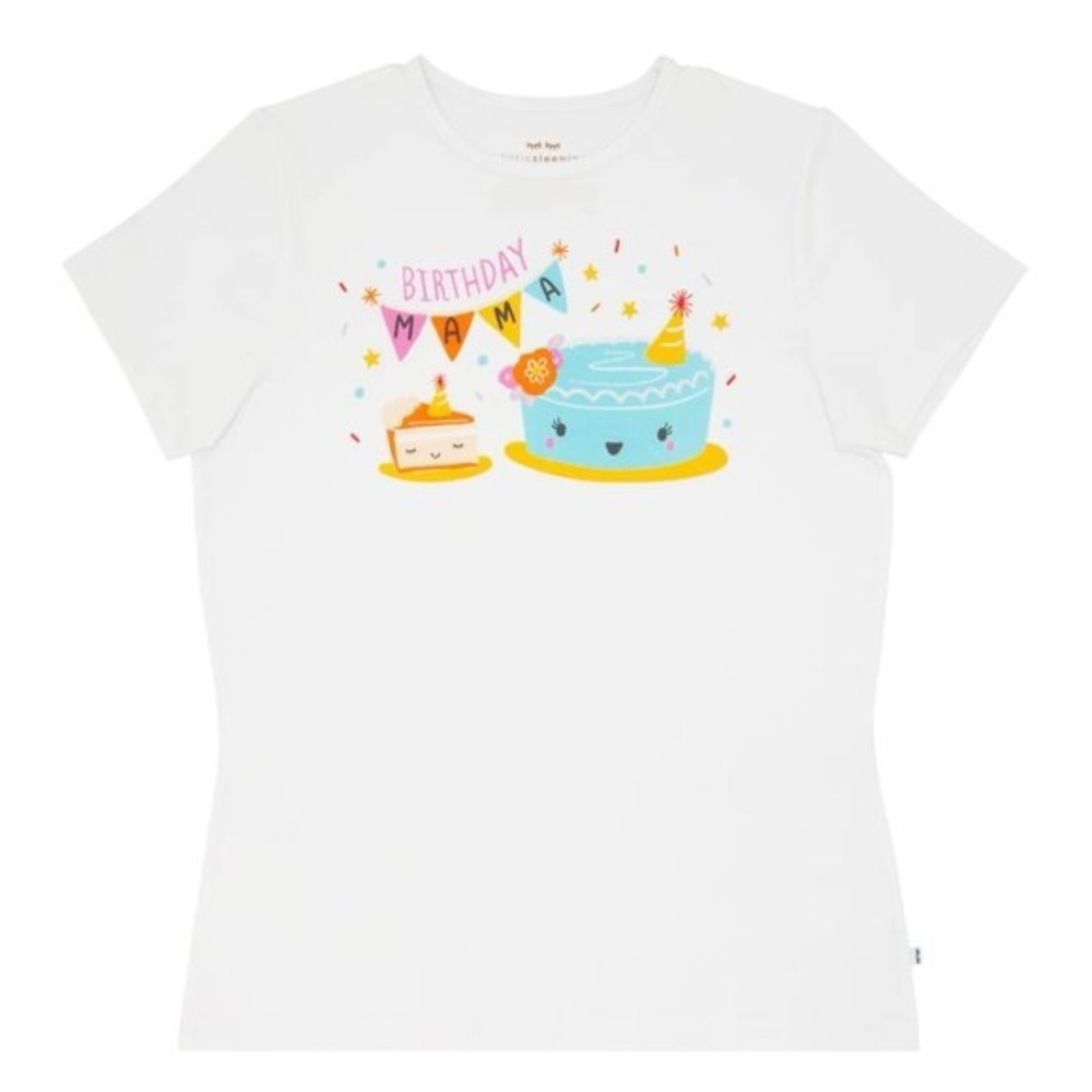 Little Sleepies Birthday Mama Graphic Tee Short Sleeve Bamboo Top Womens Size XL
